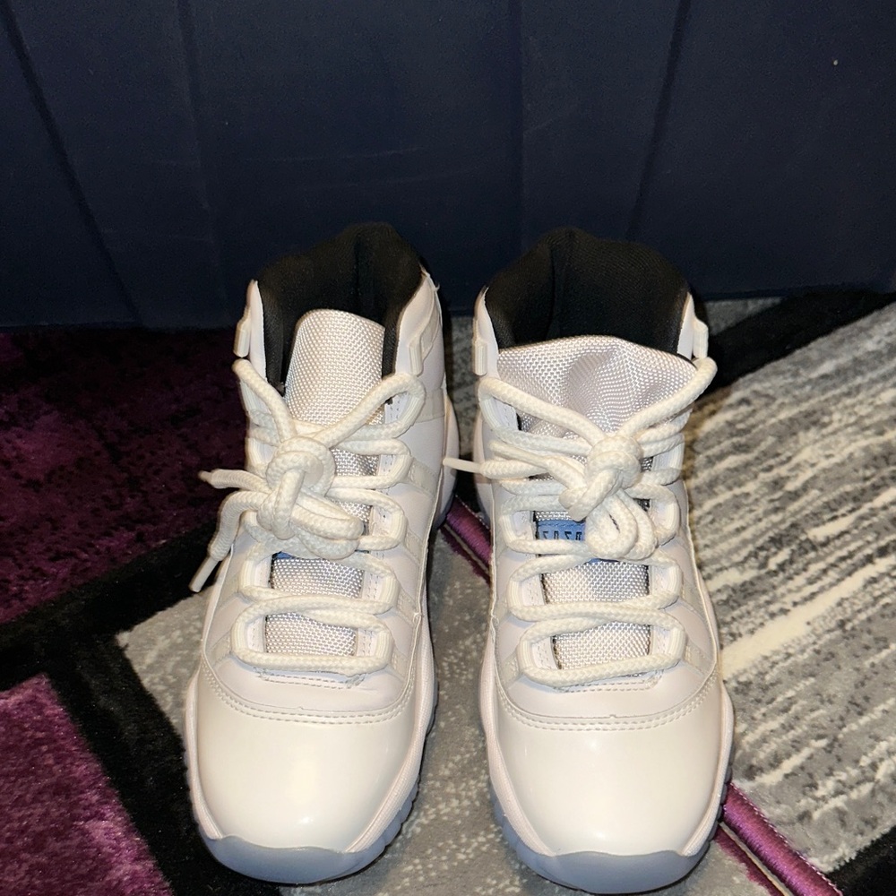 Jordan’s  Retro 11’s Kids White High-Top Sneakers with Black Liner